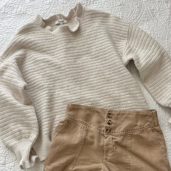 Madewell Ruffle Pullover Sweater in Cotton-Merino Yarn - Picture 1 of 9